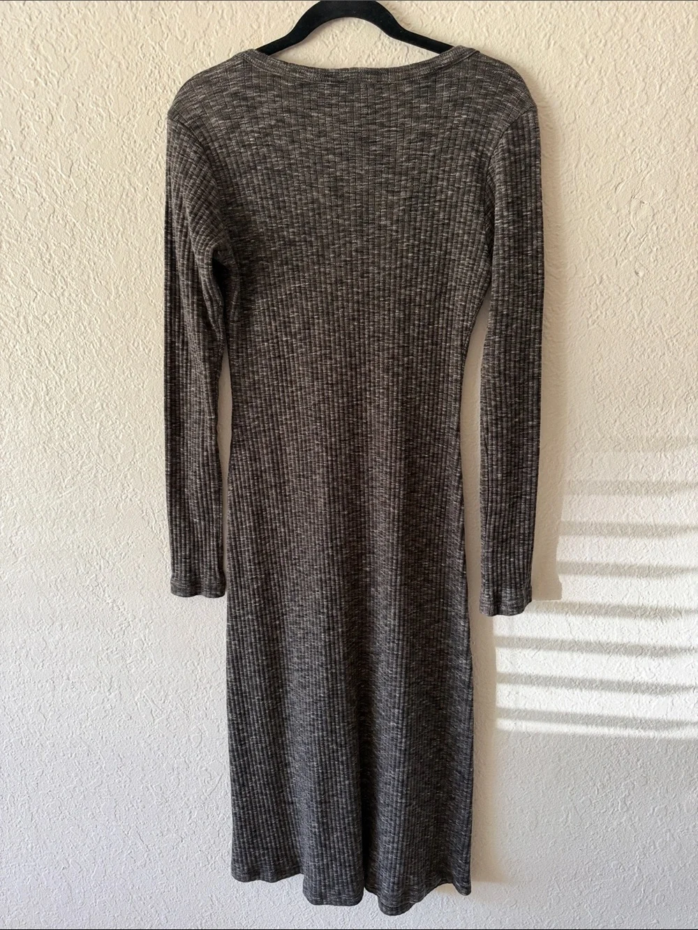 Known Supply 100% Organic Cotton Long-Sleeve Midi Dress Size M Brown Fall Winter